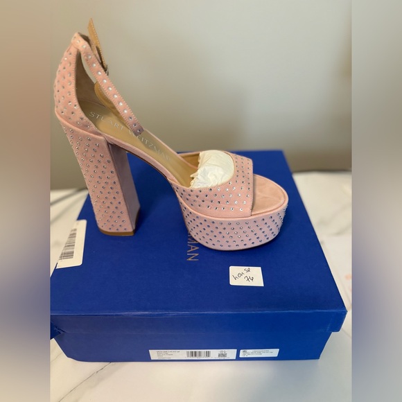 STUART WEITZMAN Sky High Embellished Ankle Strap Platform Sandals - Size 10b - Picture 4 of 10